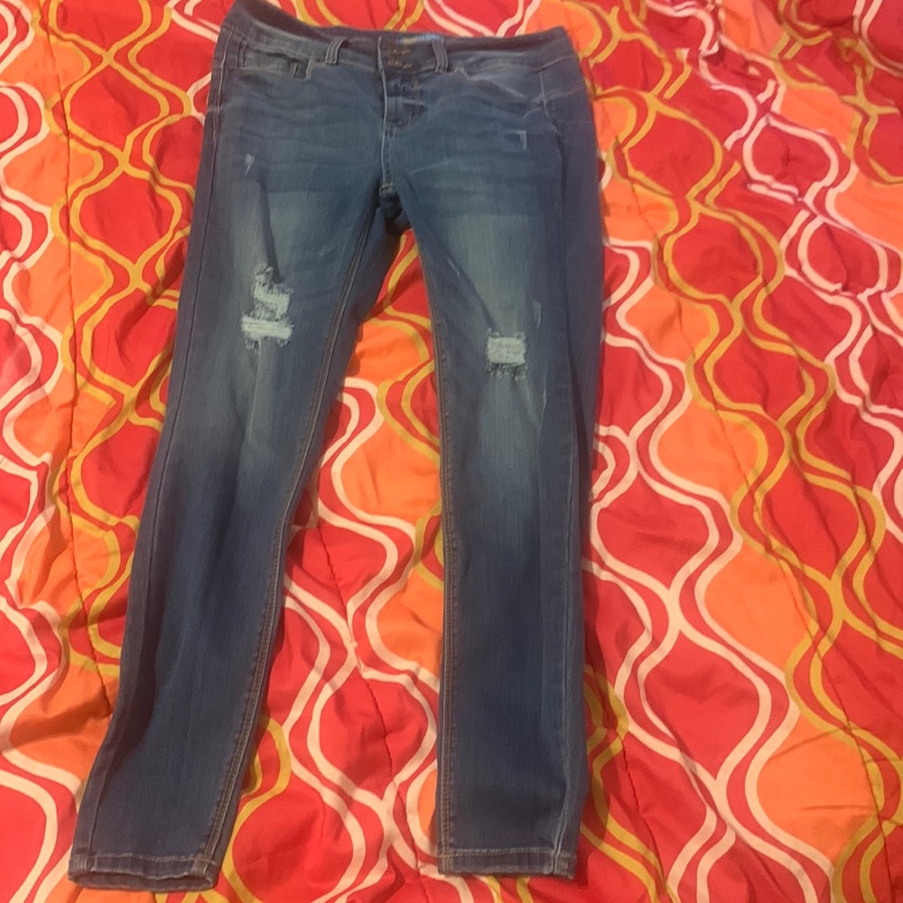 Wax ripped skinny jeans